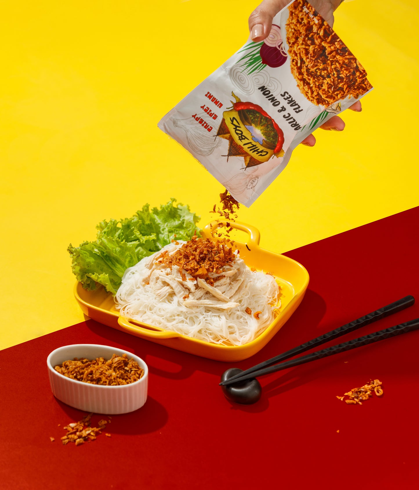 Chili Boys Spicy Crunchy Garlic and Onion Flakes | Spicy Food Topper & Seasoning | Crispy, Bold Flavor for Salads, Soups, Pasta, Meat & More | Vegan | Gluten-Free | Resealable Bag | 80g