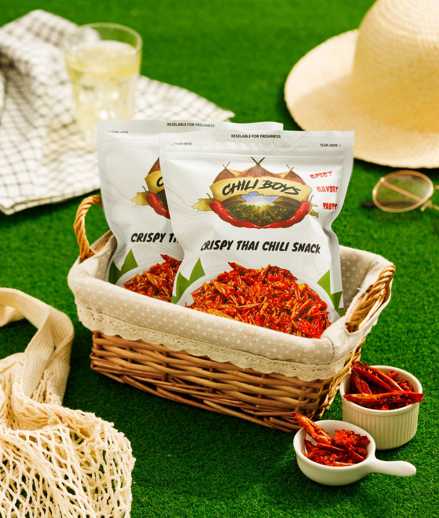 Chili Boys Spicy Crunchy Chili Crisps with Sesame Seeds | Crispy Fried Chili Snack and Food Topper | Vegan | Gourmet Savory Pepper Chips | Ready to Eat | Resealable Bag | 120g